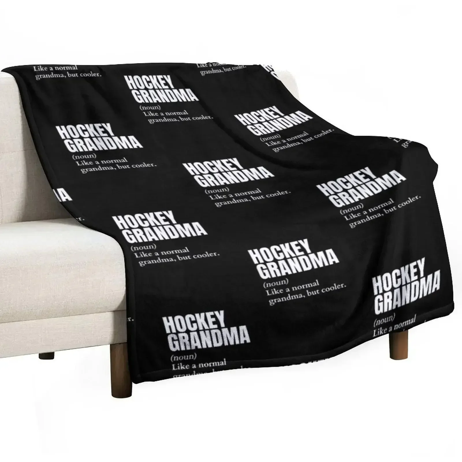 Funny Hockey Grandma Definition Throw Blanket Luxurious Soft Fuzzy Blanket for Sofa Bed