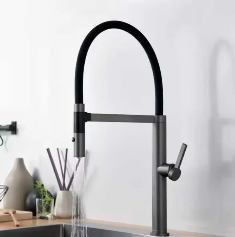 ZC1-Modern Single-Hole Kitchen Faucet Dual Brass Ceramic Handles 3-in-1 RV Three-Flow Water Purifier for Hot Cold Drinking Sink