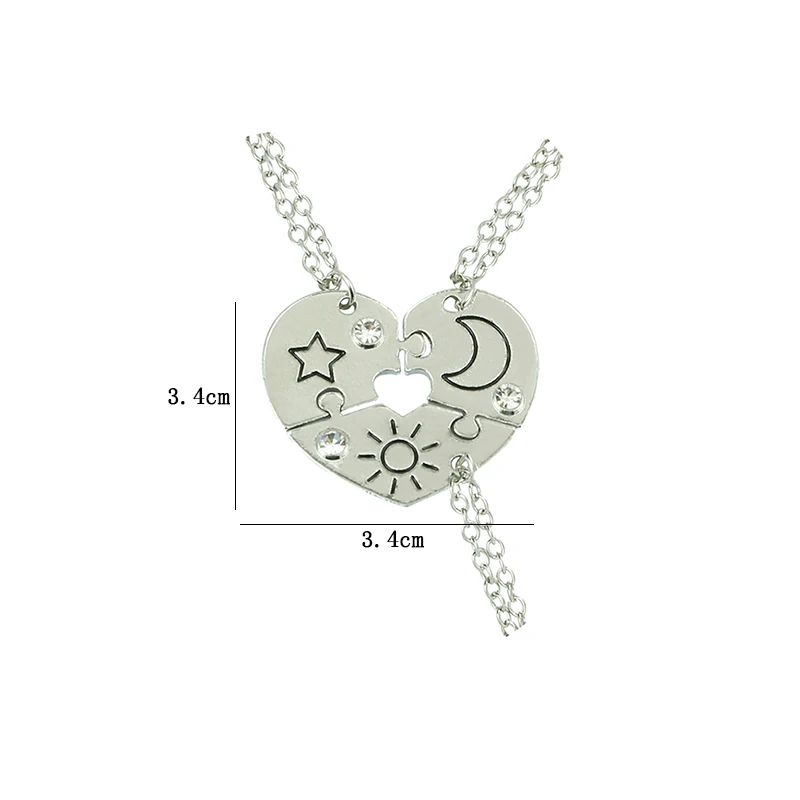 3 Piece Set Sun Moon Star Pendant Necklace For Women Men Best Friend BFF Friendship Couple Necklace Fashion Party Jewelry Gift