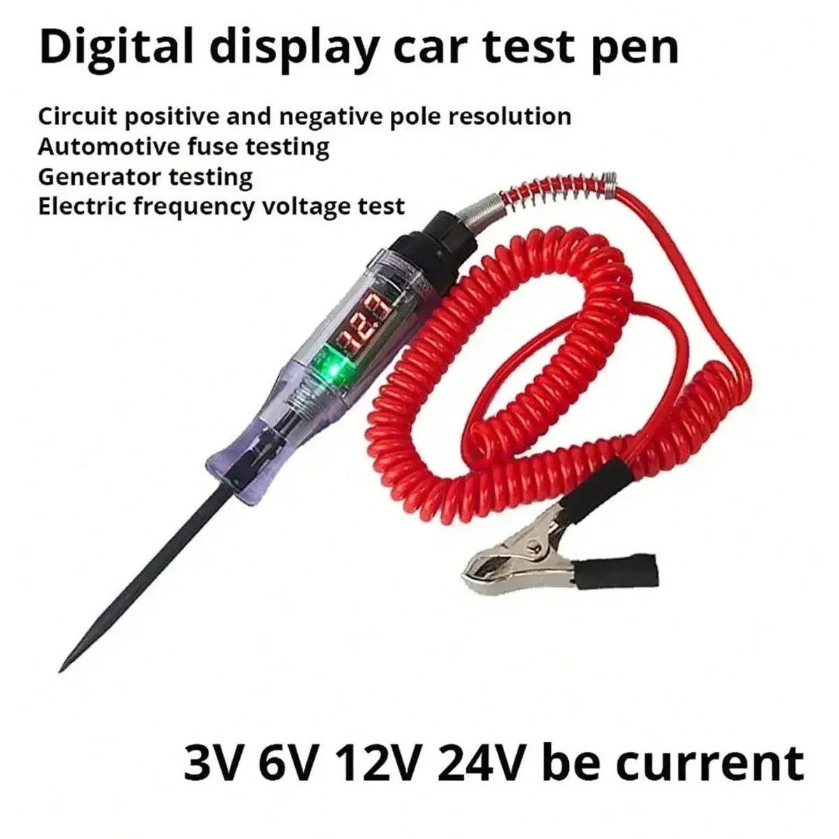 

Автомобильный цифровой тестер-ручка, 12В/24В/36В, для проверки проводки, электрических цепей, многофункциональный инструмент для обслуживания