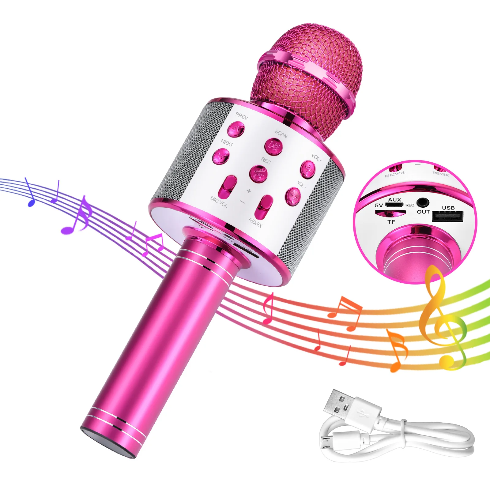 Children\'s karaoke microphone, girl\'s Bluetooth microphone, birthday gift for girls and boys 4, 6, 8 10 year old children\'s toys