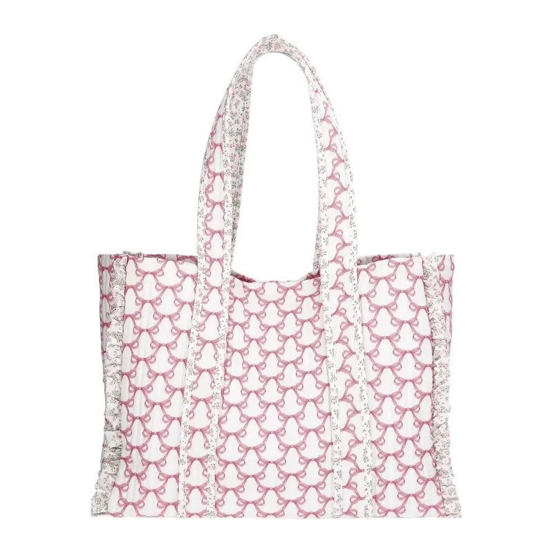 

Multicolor Floral Tote Bag,Floral Sweet Commuter Women Quilted Large Capacity Tote Bag