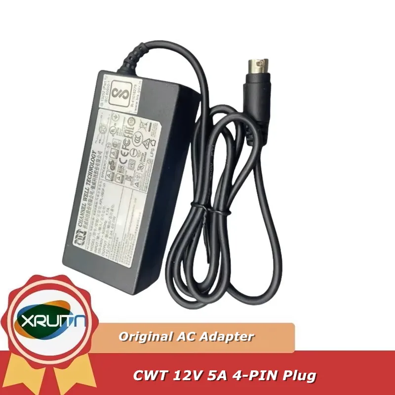 Genuine CWT KPL-060F-VI 4-Pin 12V 5A 60W AC Adapter Charger for Hikvision CWT CCTV TVI DVR Transformer Power Supply KPL-060F