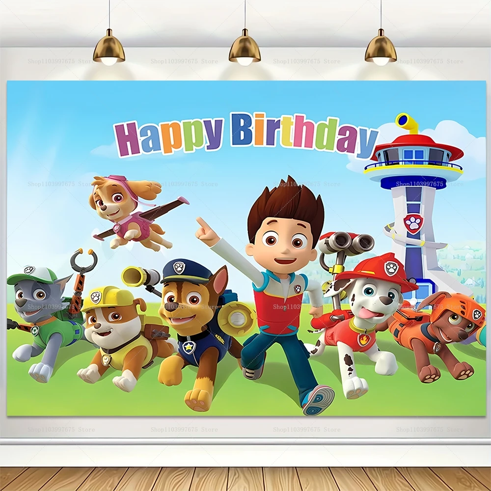 Skye Everest Paw Patrol Backdrops Girl Kids Birthday Party Decor Photography Background Baby Shower Banner Poster Photo Studio