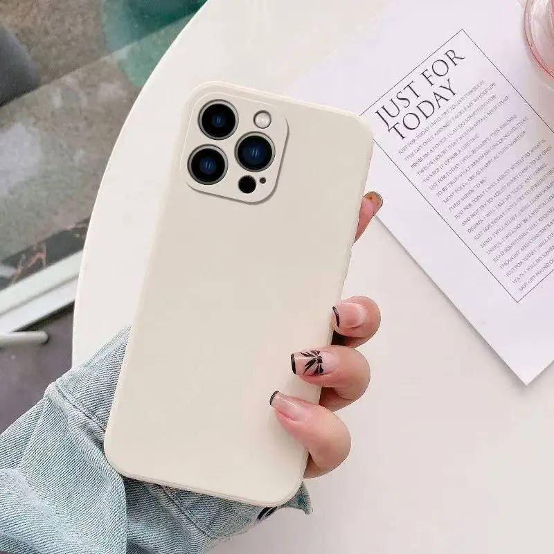 Flüssige Silikon-Handyhülle für iPhone 11 12 13 14 15 16 Pro Max 13 Mini 14 Plus 16e reine Farbe matte stoßfeste Rückseite – Detail 14
