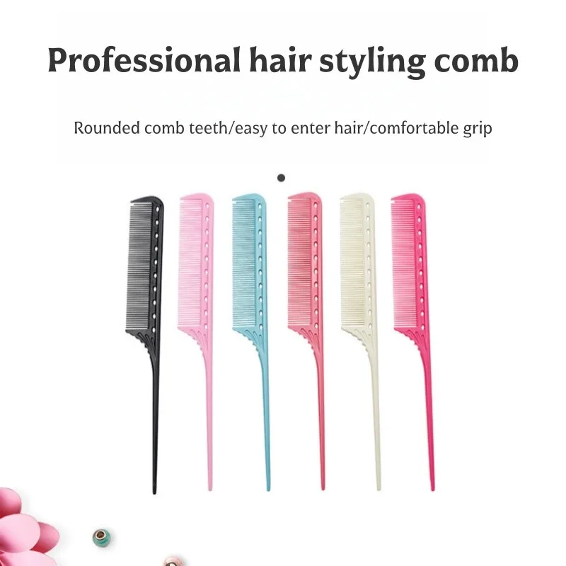 Sharp Tail Hair Cutting Comb Dyed Dense Teeth Comb Hair Salon Styling Trimming Comb Professional Accessories Tools Hair Brush
