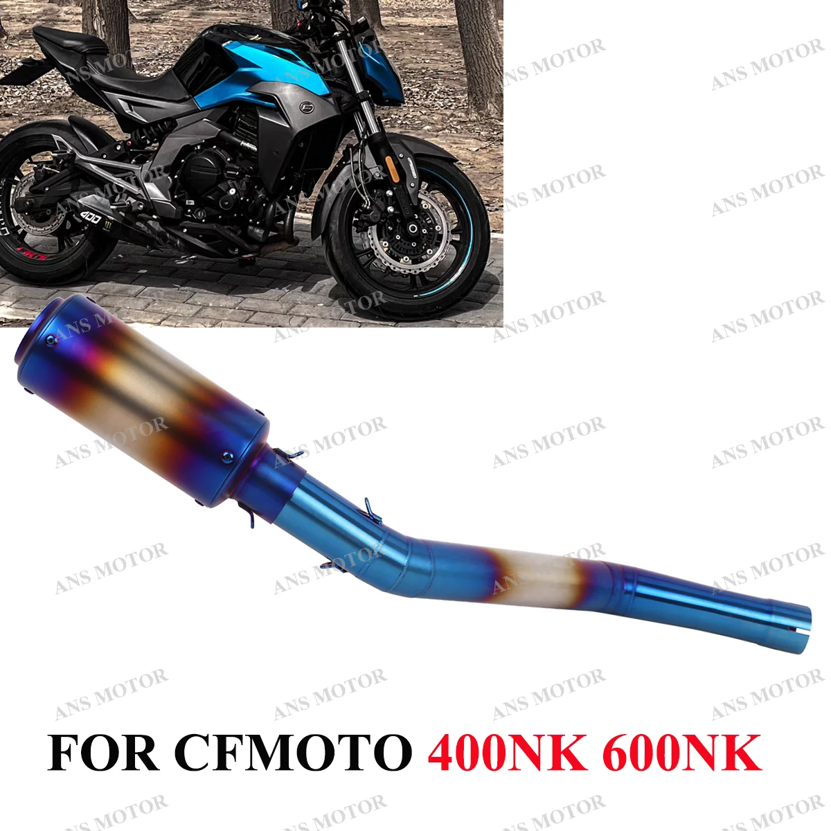 Slip On Escape For CFMOTO 400NK 650NK Motorcycle Exhaust Middle Link Pipe Modify NK400 Exhaust Round Muffler