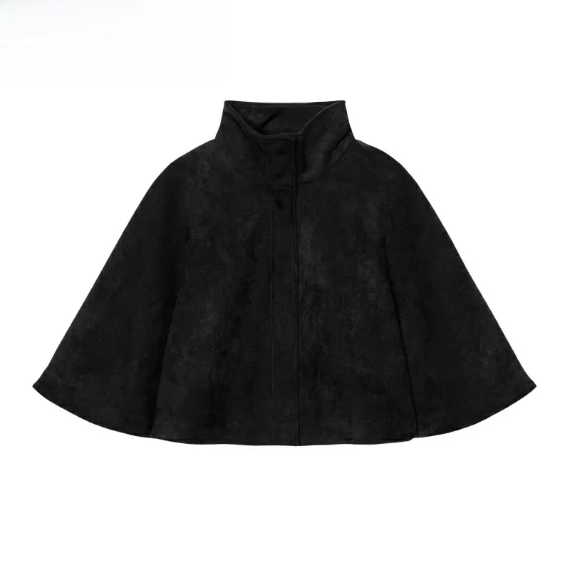 

Spring 2025 Women's Velvet Texture Cowl Ne Open Cardigan Loose ort Outerwear New Arrival Ele Versatile Long Sve Zi...