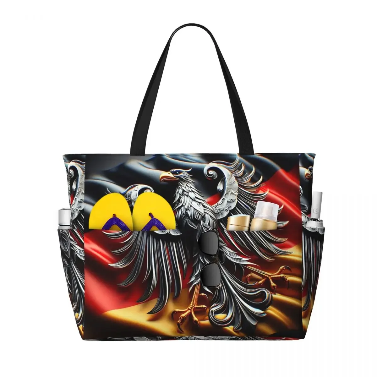 German Empire Eagle Flag Beach Tote Bag Sport Gym Yoga Duffle Large Tote Bag Women Travel Bag Fitness bag