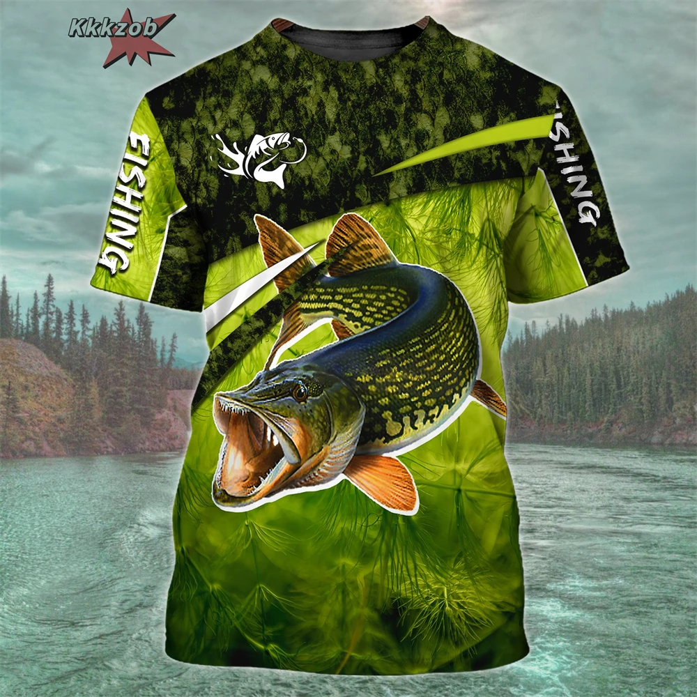 Men's Clothing 3D Fishing Pattern Printed Short Sleeve Oversized T-Shirt Fishing Fishing Outdoor Clothing Short Sleeve Top image 6