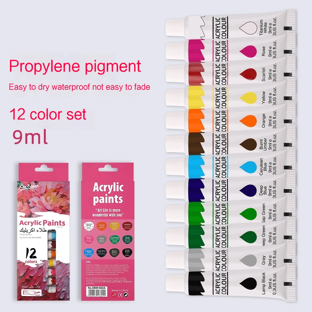 12 kleuren acrylverfset 9 ml waterdichte graffiti schilderij pigment kunstbenodigdheden voor beginnende kunstenaars handgeschilderde canvas muur