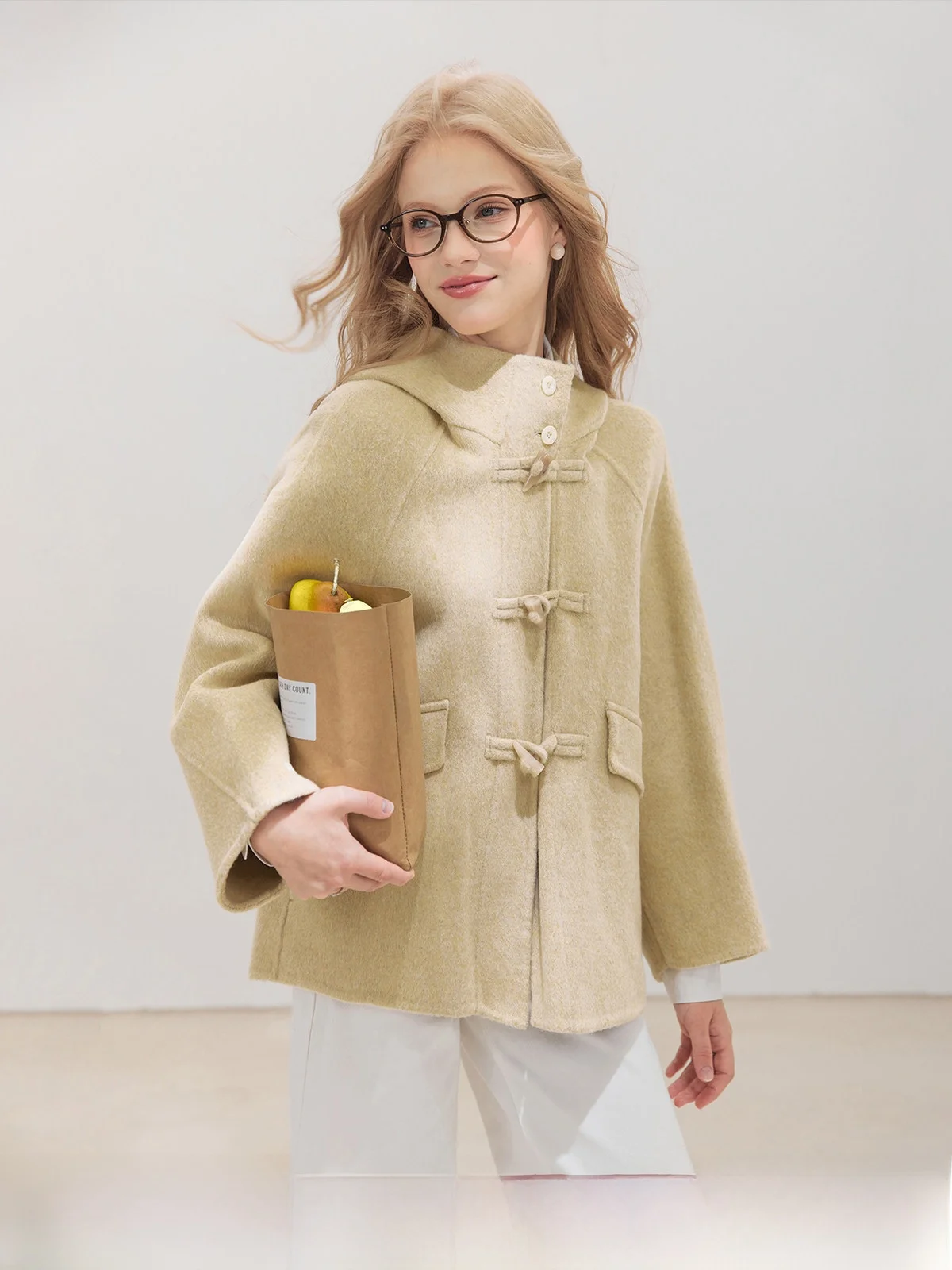 

Double-Sided Camere Woolen Coat Khaki Color Women's Ele Sle Casual Faion Autumn Winter New Arrival Online Exclusive