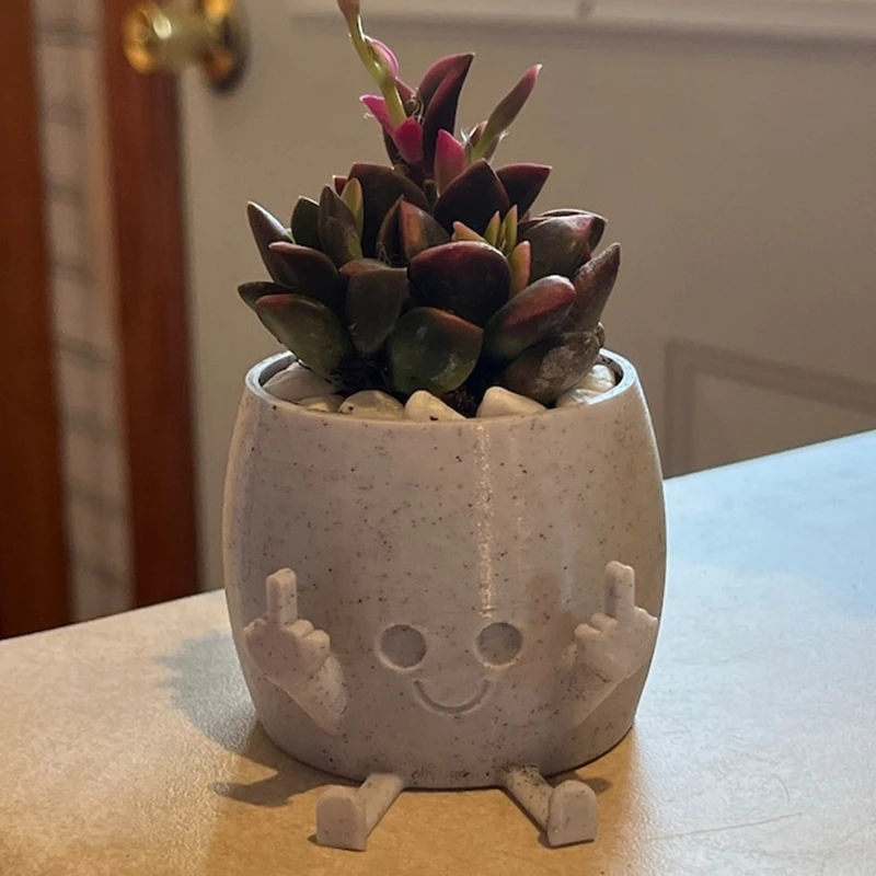 Cute Middle Finger Happy Planter Kawaii Succulent Planter Pot Flower Green Plants Pot Household Office Table Mini Decorate