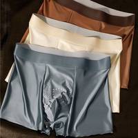 4Pcs Boxer Shorts Men's Underwear Breathable Ice Silk Underpants Men's Panties  Sexy Thin Panties U Convex Lingerie Wholesale