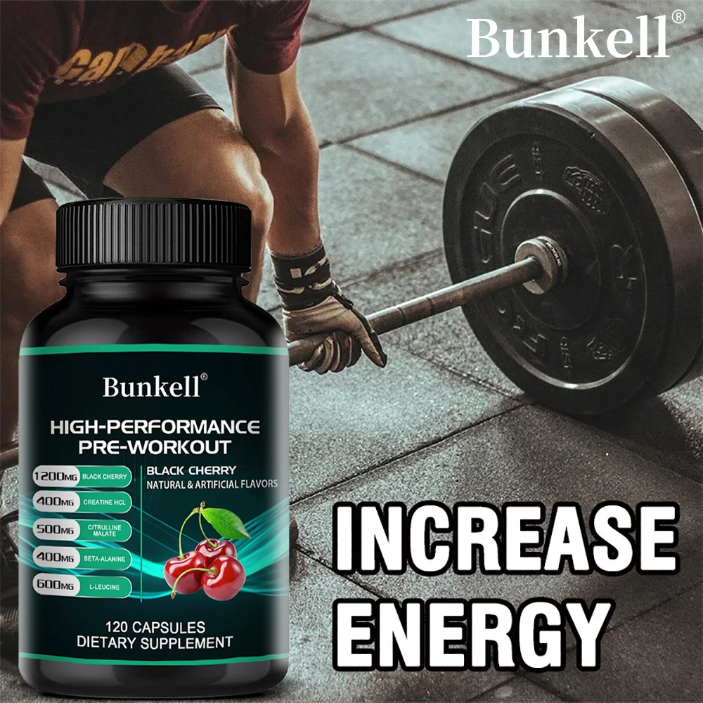 Bunkell Pre-Workout Supplement - Amino Acids, Creatine HCI, Citrulline Malate, Beta-Alanine To Improve Athletic Performance