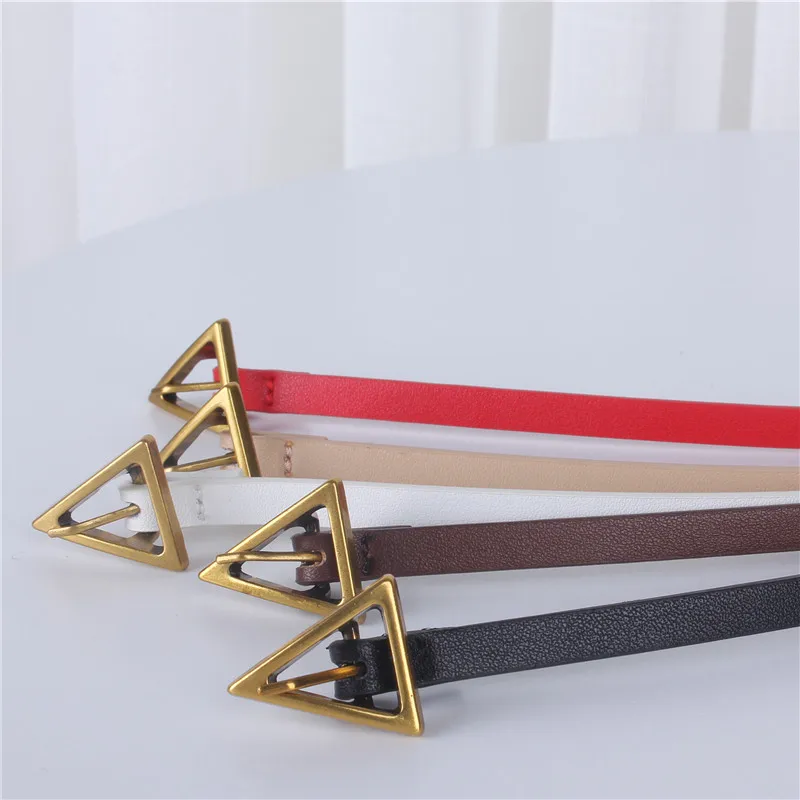 Luxury Designer Skinny Genuine Leather Women Waist Belt Corset Triangle Buckle Belts Ladies Straps Waistband Appreal Accessories