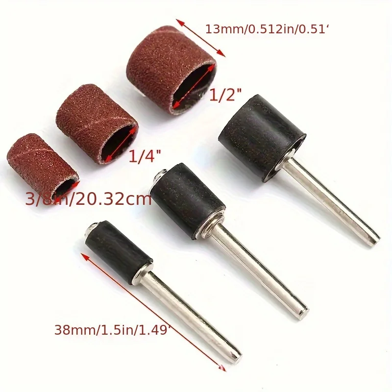 60-Piece Grinding Wheel Drum Set for Drill Press and Electric Drills, Including Rubber Drum Shaft and Abrasive Belt Drum Shaft