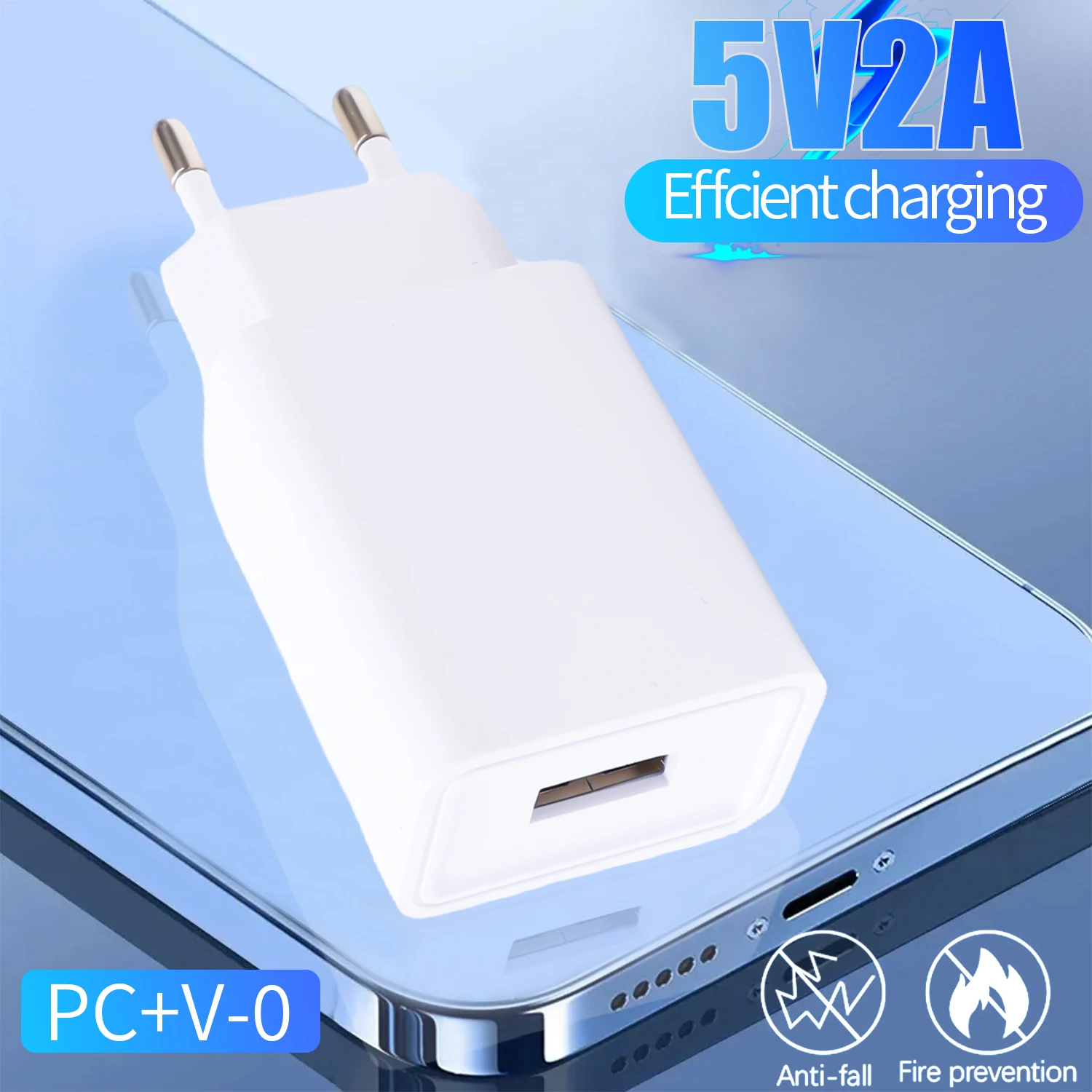 5V 2A EU Plug USB Chargers Universal Travel AC Power Wall Adapters 5V 1A 2A USB Phone Chargers for IPhone IPad Samsung Xiaomi