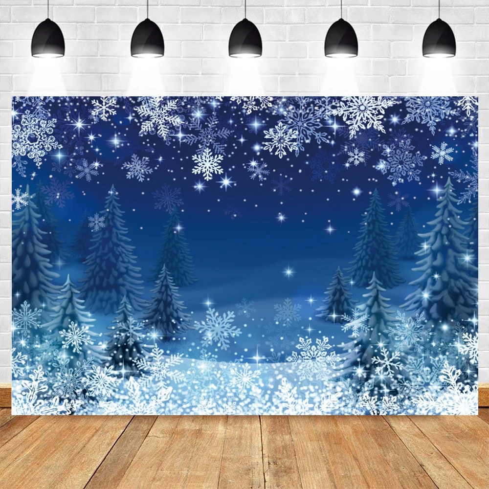 Winter Christmas Photography Backdrop Light Blue Silver Glitter Snowflakes Portrait Photographic Background Photozone Props