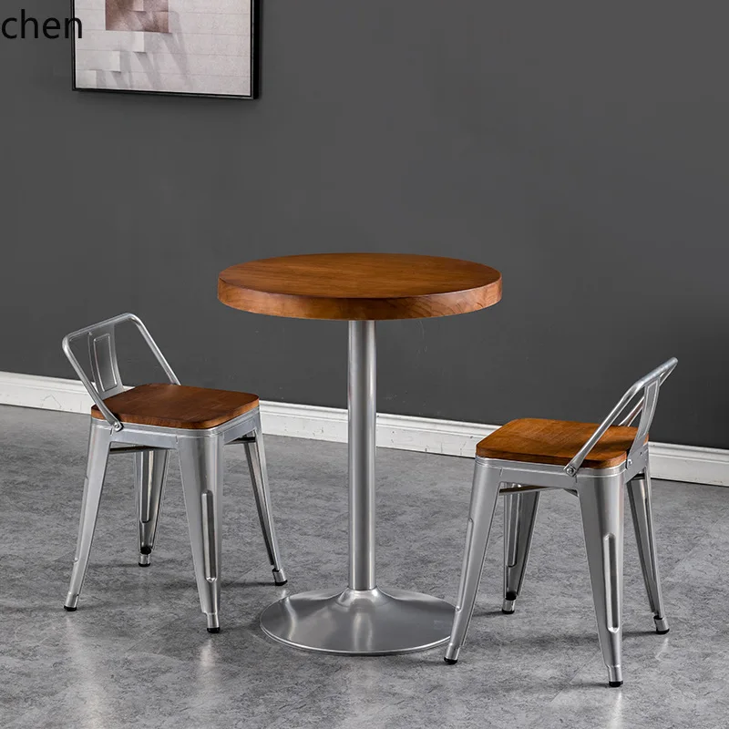 ZML Dining Table Dining Chair Solid Wood Cafe Dining Table and Chair Combination Restaurant Bar Chair