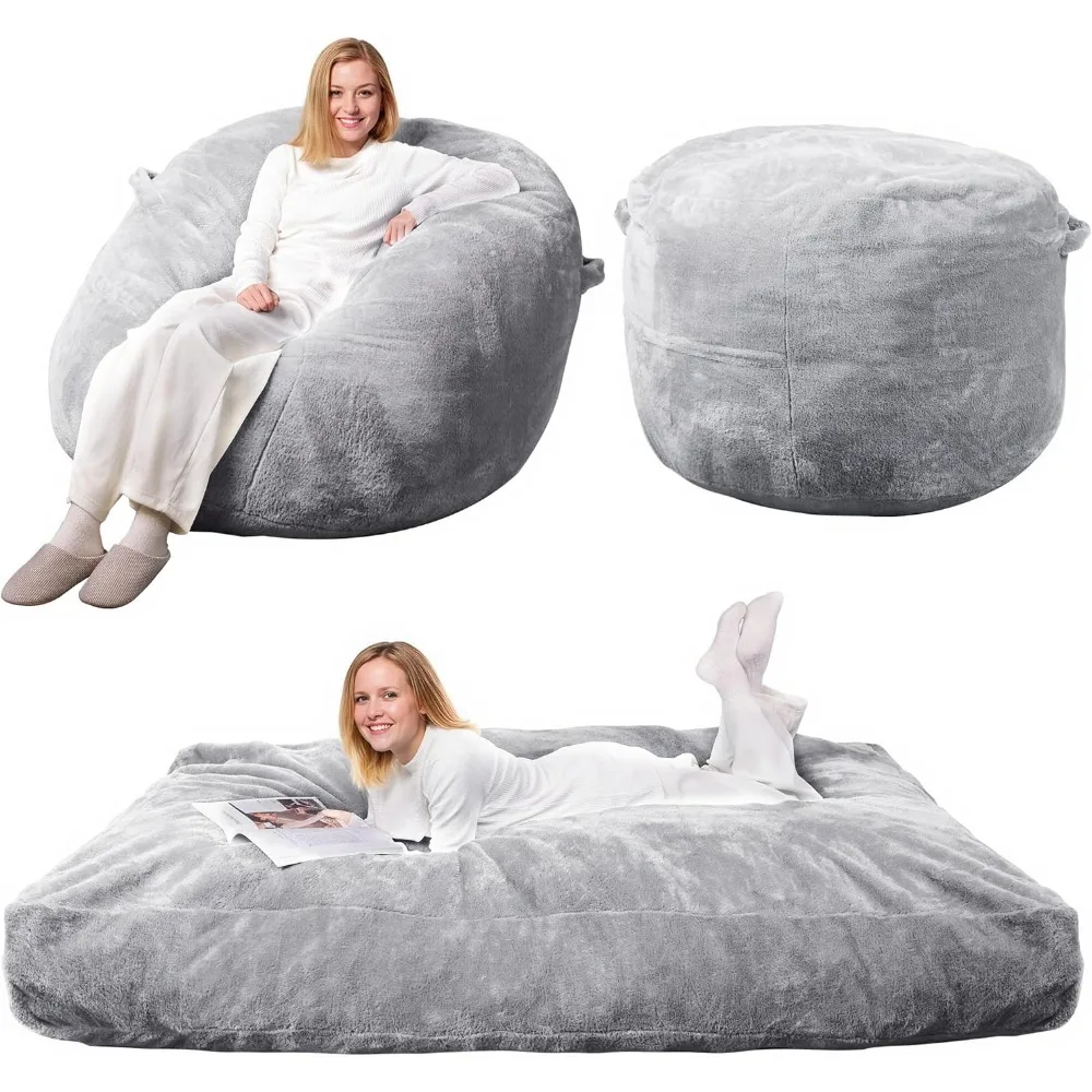 كرسي WLIVE 4FT Bean Bag، سرير Bean Bag، كرسي قابل للتحويل قابل للطي من Bean Bag إلى مرتبة أرضية، رغوة ذاكرة عالية الارتداد، كاملة