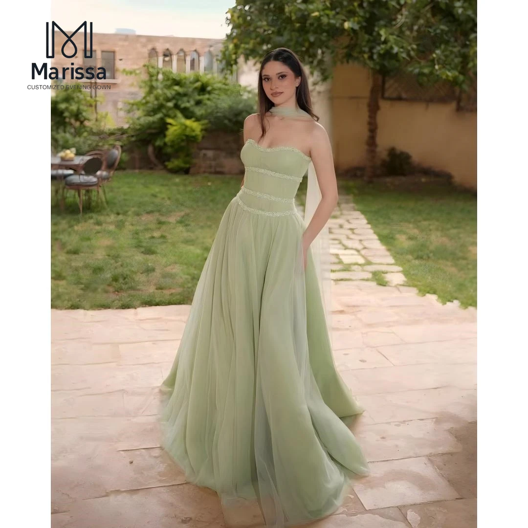 

Marissa Customized Wedding Dress Off the Shoulders Elegant Prom Dresses Luxury Women's Elegant Party Dress Tulle A Line Sweet