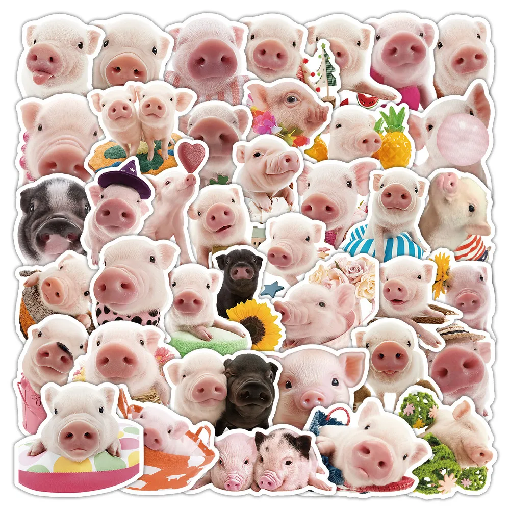 50Pcs Pink Pig Pattern Stickers Fashion DIY Journal Phone Luggage Decor Decals Giajar Sticker Store