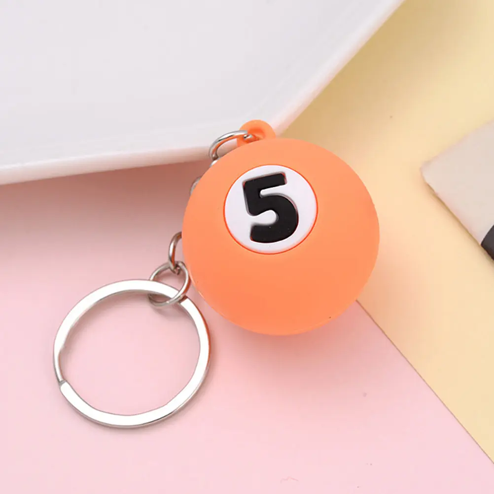 7pcs Small Pool Ball Keychains – Metal Billiards Ball Hanging Pendants for Bags, Keys, Backpacks