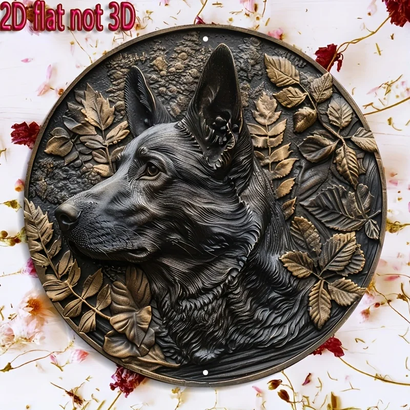 Vintage German Shepherd Metal Sign 20x20cm Flat Aluminum Wall Decor Art Ornament for Home Bar Cafe Indoor Outdoor Decoration