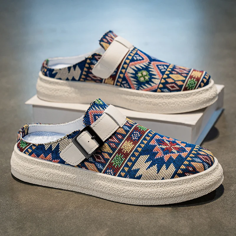 

Мужские получешки на платформе, сандалии с закрытым носком, летние лоферы с открытой спиной, тапочки, мужские шлепанцы, повседневная обувь для доски с полудрагой