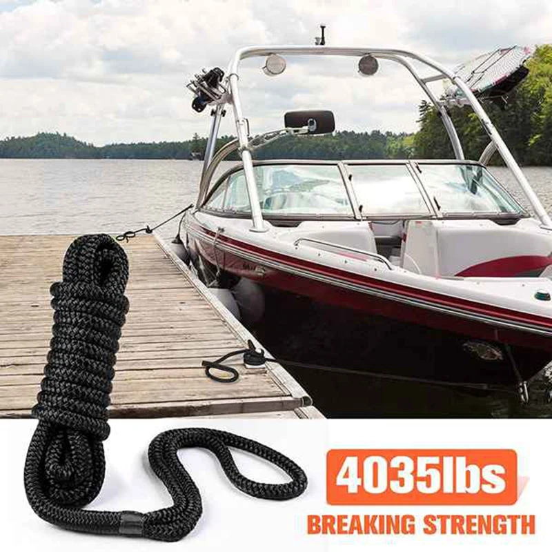 4Pcs Double-Braided Nylon Dock Line Boat Ropes(3/8 Inchx15ft),Marine Mooring Rope Dock Line For Docking Boat Accessories