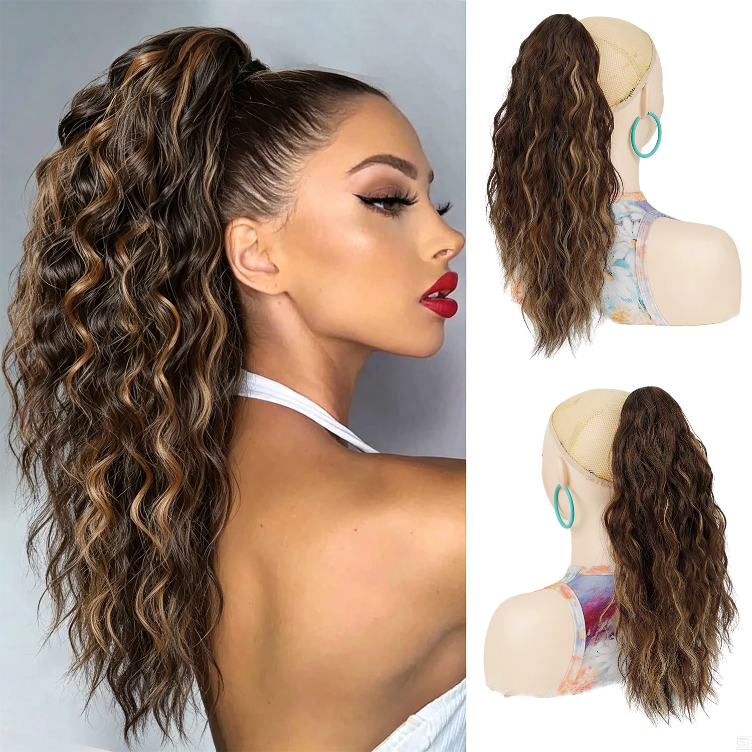 

16 Inch Curly Claw Clip in Pony Tails Hair Extensions Clip in Ponytails Hair Extensions Synthetic Hairpiece for Women Daily Use