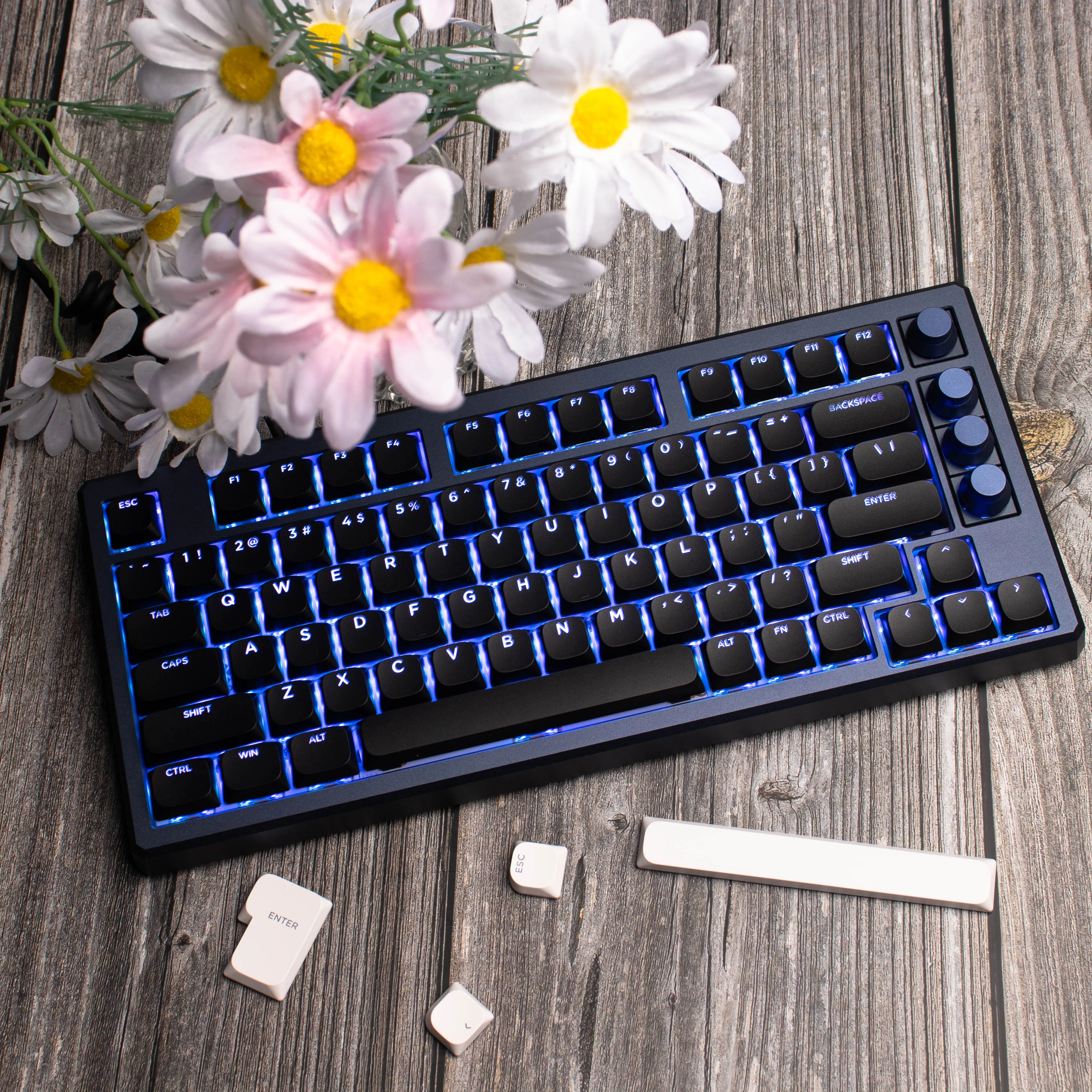 

129 Keys WOB Shine Through Slim Keycaps Double Shot PBT Keycaps Low Profile for Cherry Gateron MX Switches Mechanical Keyboard