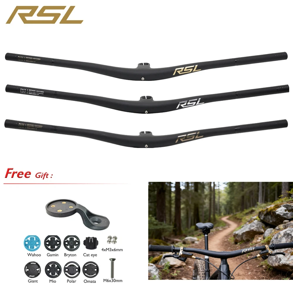 

MTB Carbon Handlebar For RSL,Stem Rise 0°, Stem Length 35/45/55, Clamping 28.6mm Rise 27.5mm Width 760mm Mountain Bike Part