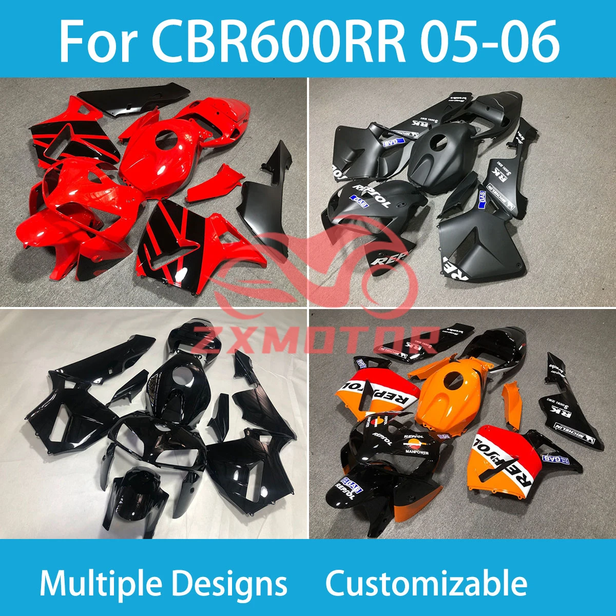 

Комплект обтекателей для мотоцикла CBR 600 RR 05 06 ABS окрашенные Обтекатели литья под давлением Подходит для Honda CBR 600RR 2005 2006