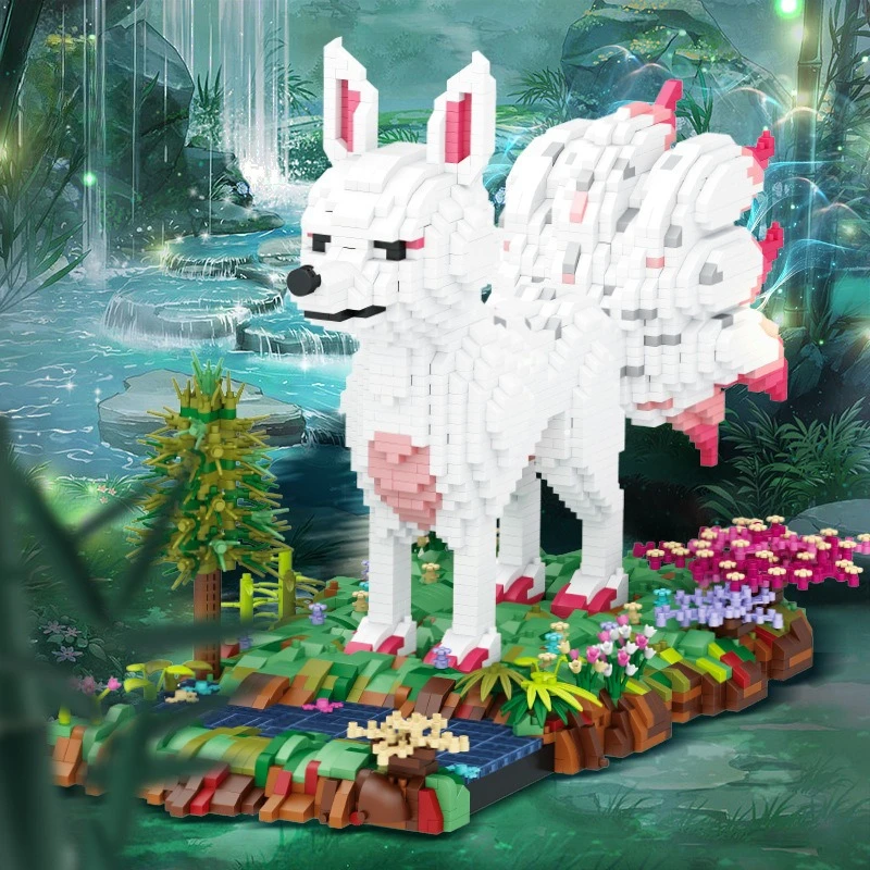 

Nine-tailed Fox micro-particle assembly model building blocks for home living room decoration