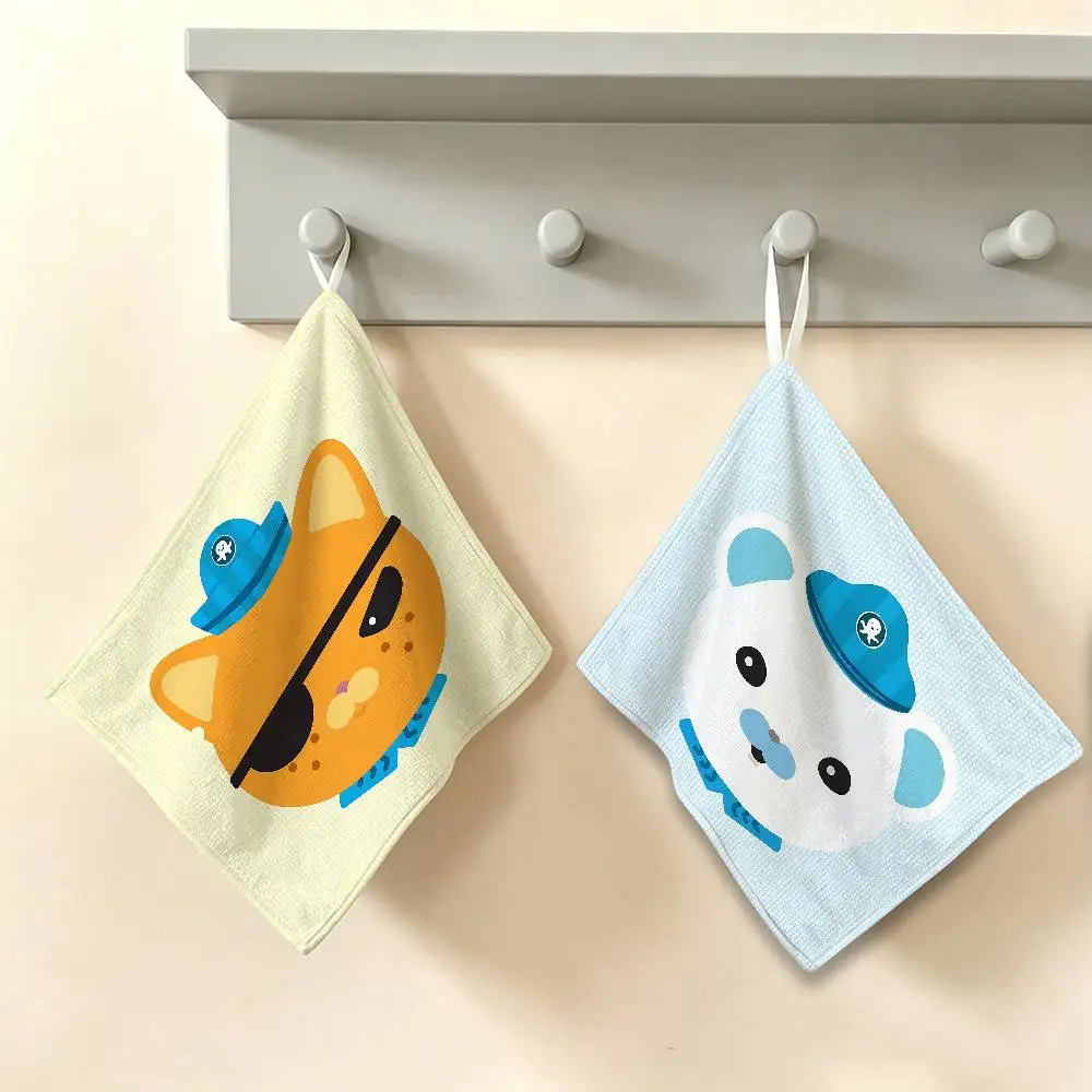 B-blue Octonauts Logo Hanging Kitchen Towel, Polyester Cotton Material, Wear Resistant Hand Wiping Towel for Home