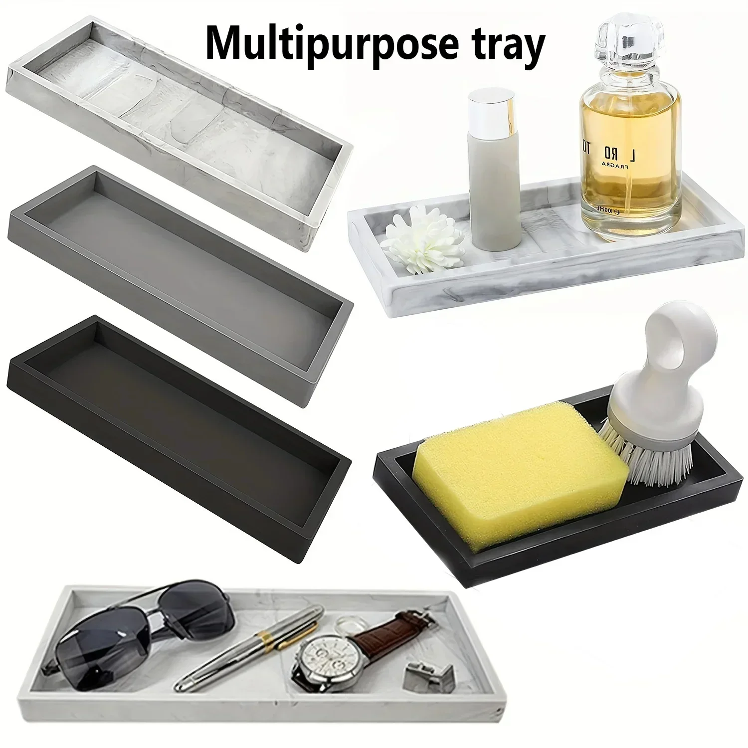 

Поднос для ванной комнаты, мягкий силиконовый поднос для ювелирных изделий, туалетный столик, декоративный органайзер для подносов для ванной комнаты, подходит для столов для ванной комнаты