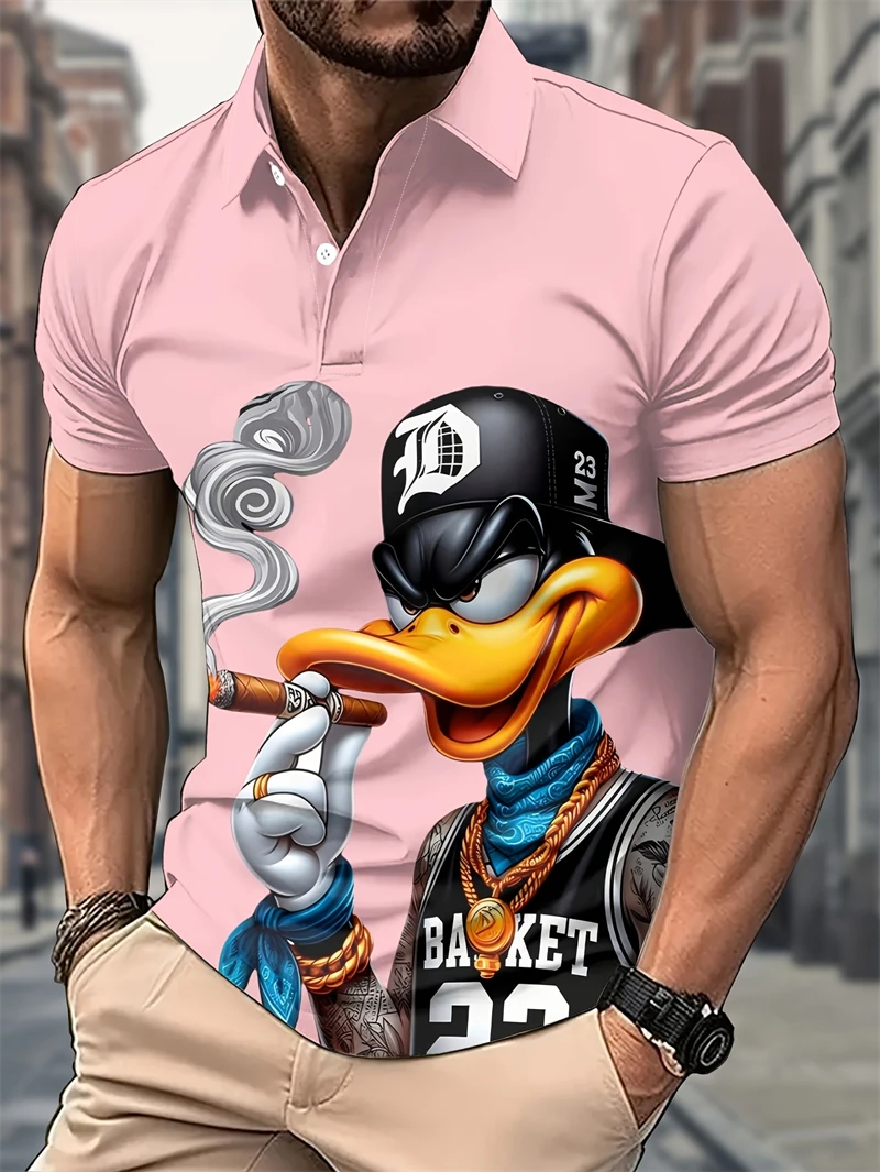 Polo psicodélico con estampado 3D de pato para hombre y mujer, ropa de moda de verano con gráfico de dibujos animados, camiseta de tendencia urbana, Polo divertido, Top para hombre
