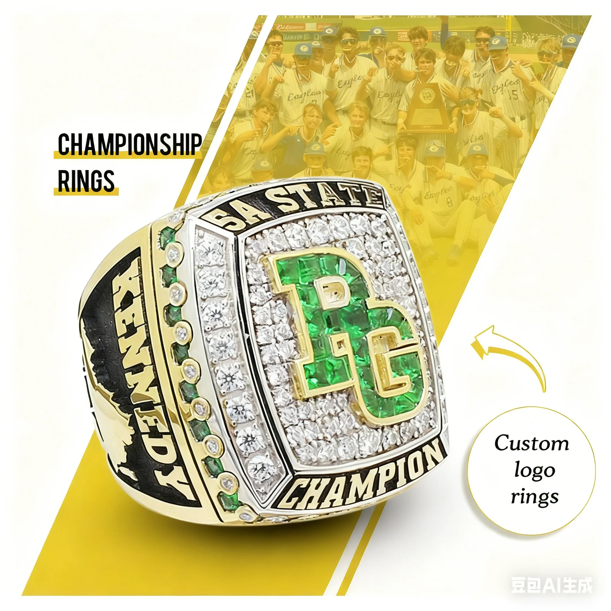 

Высококачественное индивидуальное кольцо чемпионата спортивного мероприятия, подарок кольца команды чемпионов, персонализируемое имя и номер