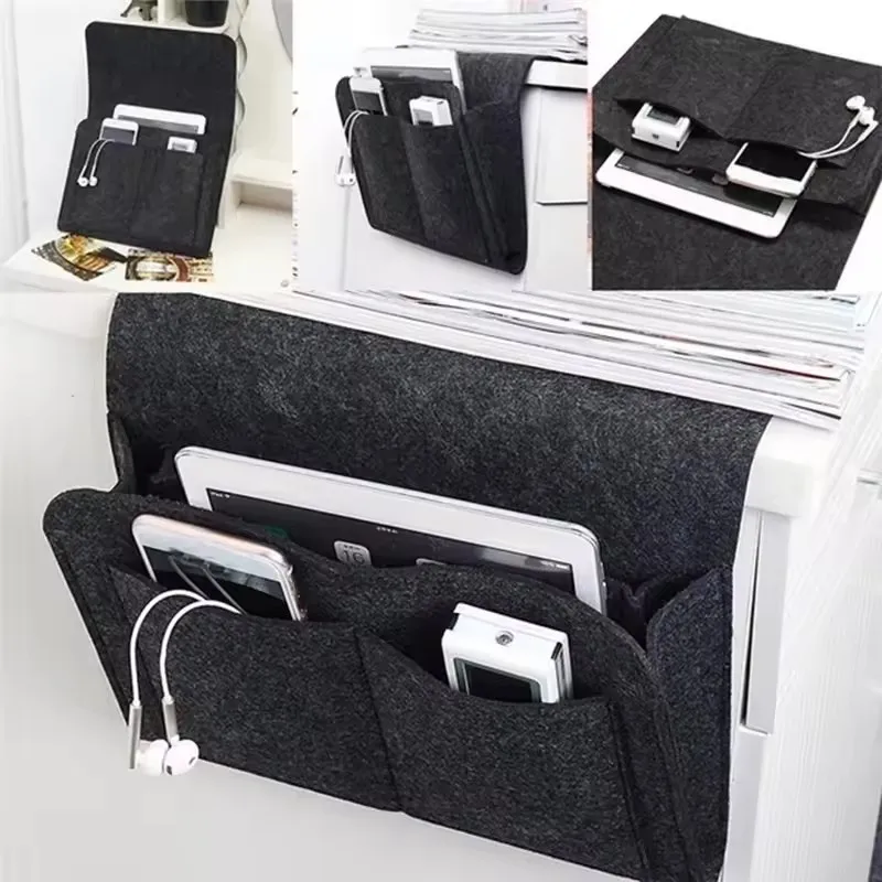 Felt Bedside Storage Organizer Anti-slip Bedside Bag Bed Sofa Side Hanging Couch Storage Remote Control Bed Holder Pockets