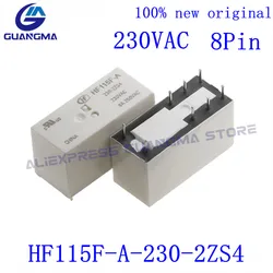 10PCS 100% NEW Original Relay HF115F-A-230-2ZS4 8A 230VAC 8Pin HF115F A 230 2ZS4