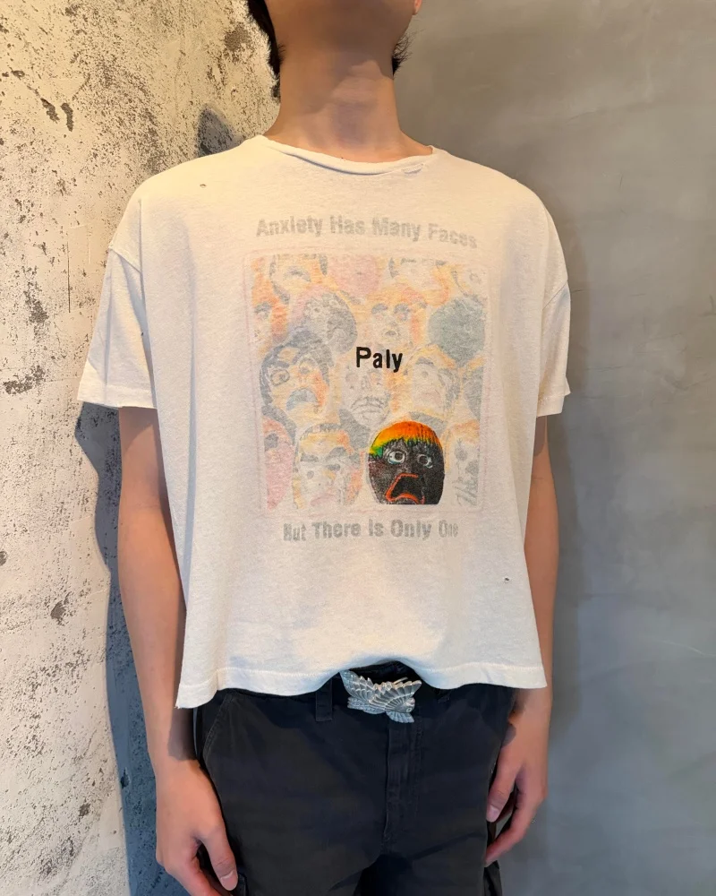 Trendy Printed Apricot Anxiety Faces Heavyweight 100% Cotton Hip-Hop Couples Summer Casual Paly Short-Sleeve T-Shirt