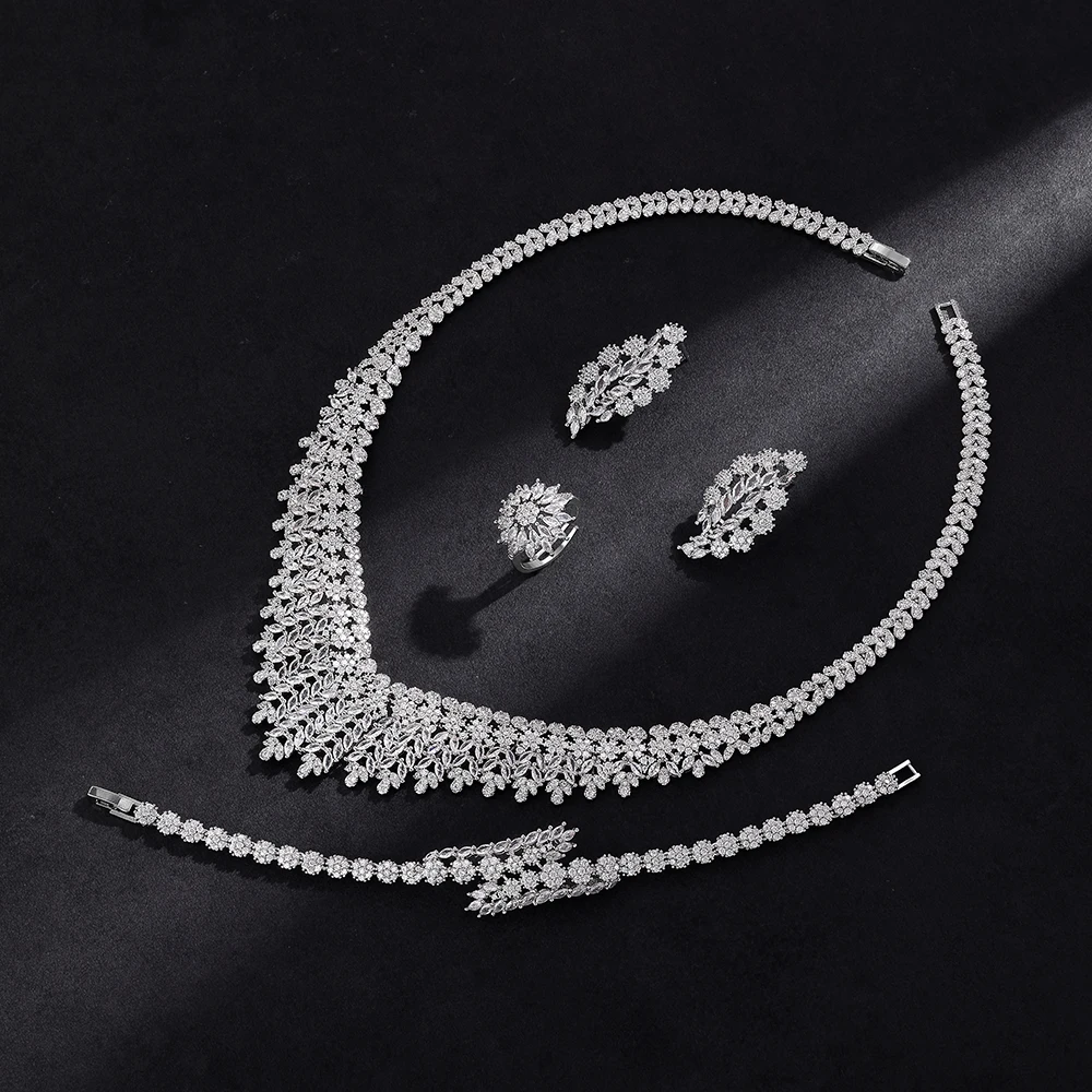 

2024 Новый комплект из 4 предметов в африканском стиле, синий свадебный комплект украшений, новая мода, комплект ожерелья в Дубае, женские аксессуары для свадебной вечеринки