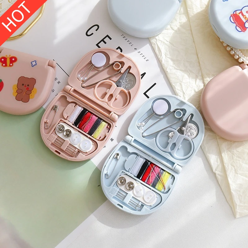 Adorable Pink Mini Sewing Kit Multi-Functional Household Travel Set With All Essential Sewing Supplies