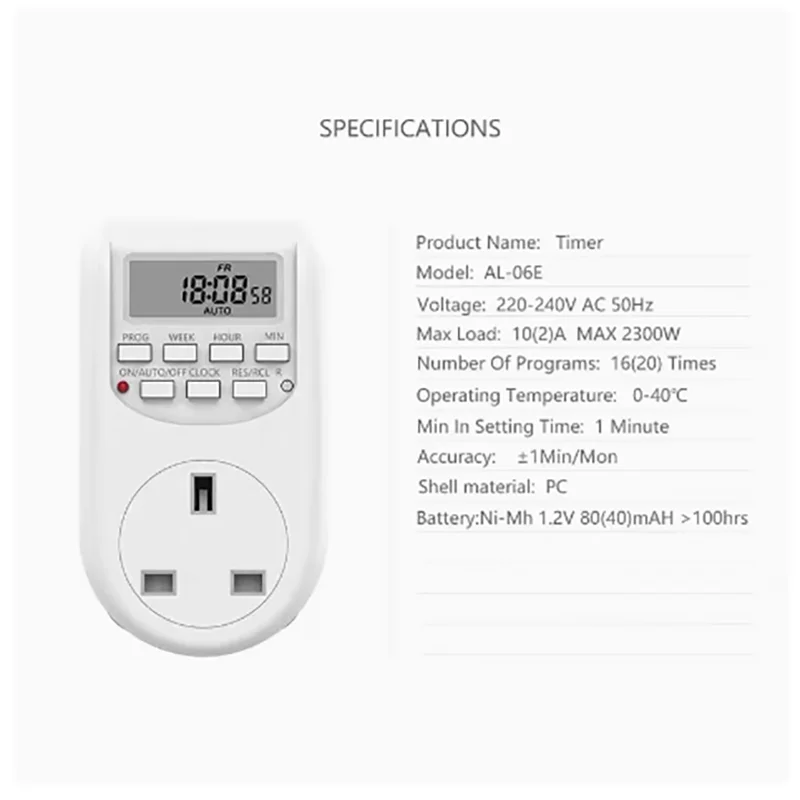 British standard time controller, British timing socket switch, cyclic power supply, automatic power-off, plug timing