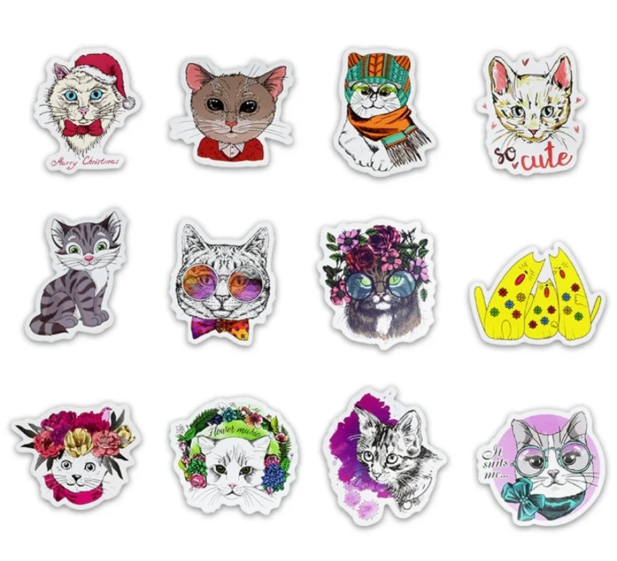 10/25/50pcs Diverse Cute Cat Cartoon Stickers Waterproof Graffiti Stickers for Laptop Skateboard Refrigerator Glass Luggage Gift