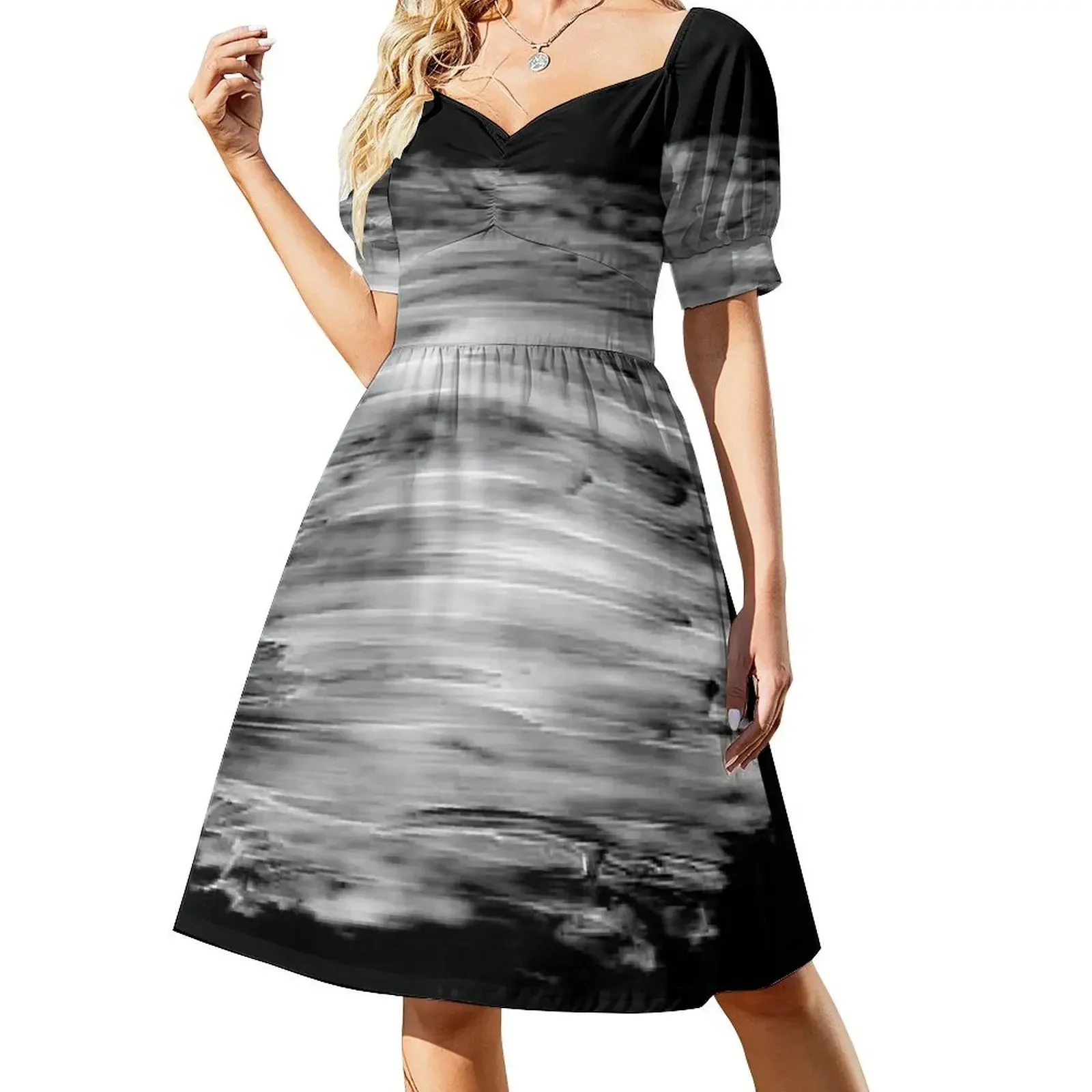 

Spread of gray and white on a black background Short-Sleeved Dress evening dress women women dresses Dress