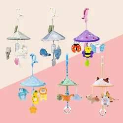 Newborn Baby Rattles 0-12 Months Stroller Bed Hanging Umbrella Wind Bell Infant Mobile Cartoon Animals Plush Toy Boy Girl Gift