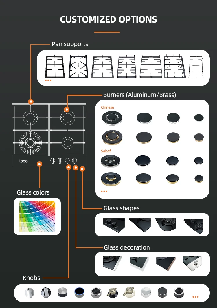 Manufacturer's Safe 2-Burner Gas Cooktop with Wok Burner Certified CE